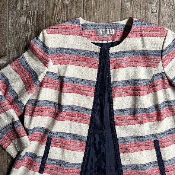 Tahari Womens Striped Open Front Jacket Blazer 18W Striped Career Oversized - Picture 7 of 8